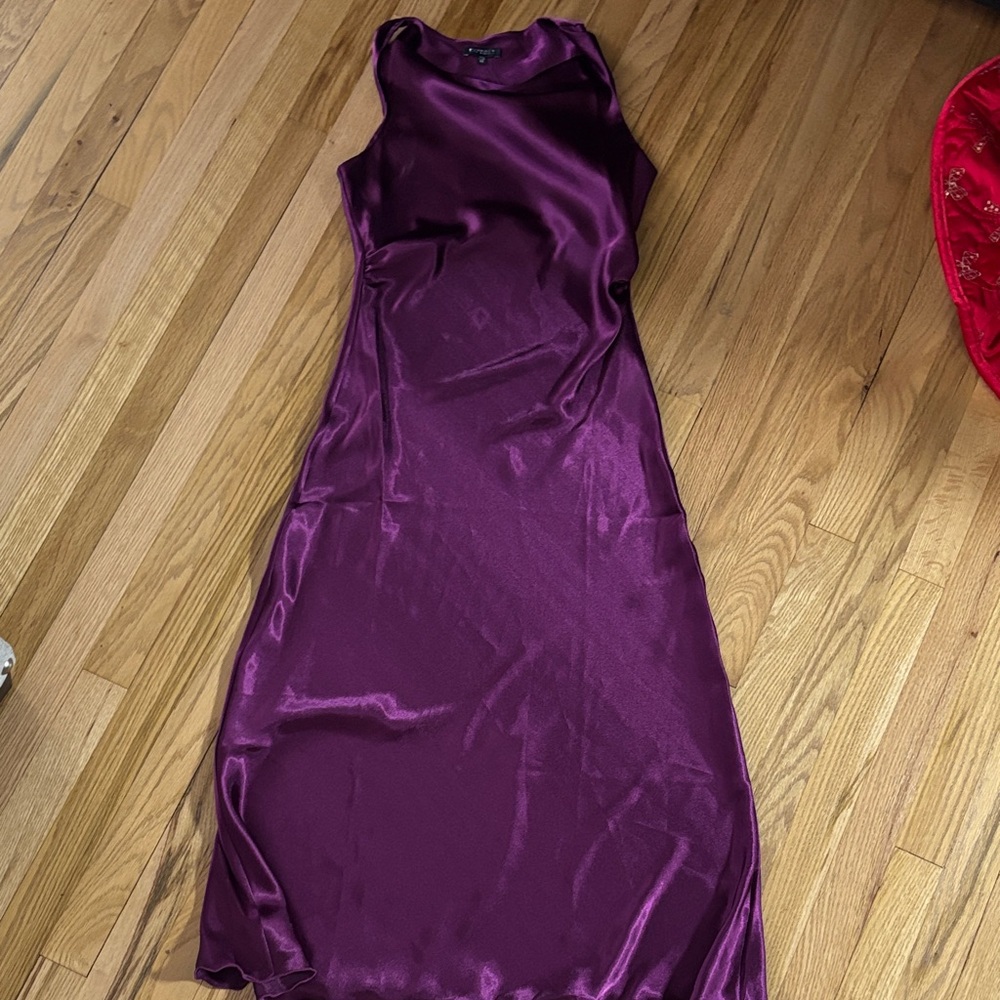 Express Purple Satin Dress, washed never worn - Picture 4 of 7